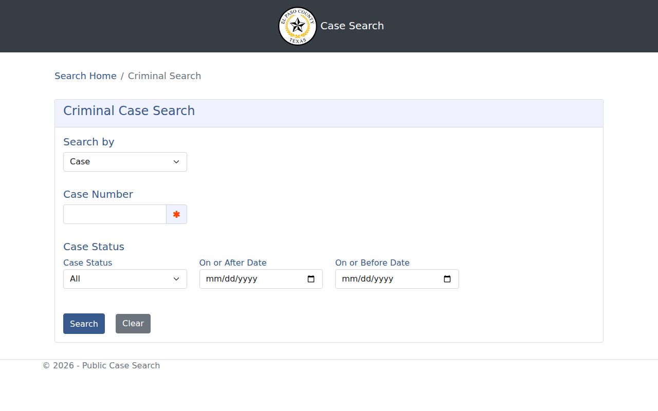 Socorro resident lookup using the El Paso County Odyssey court search
