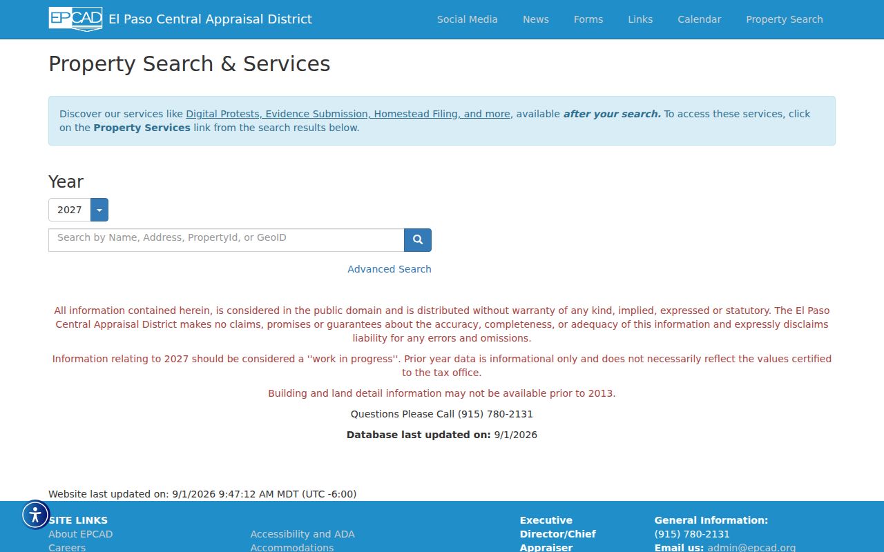 Socorro residents directory EPCAD property search