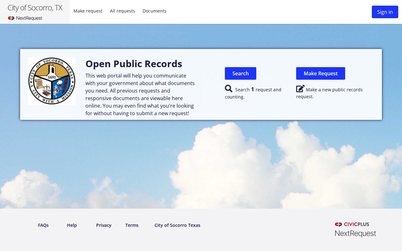 Socorro residents directory NextRequest records portal