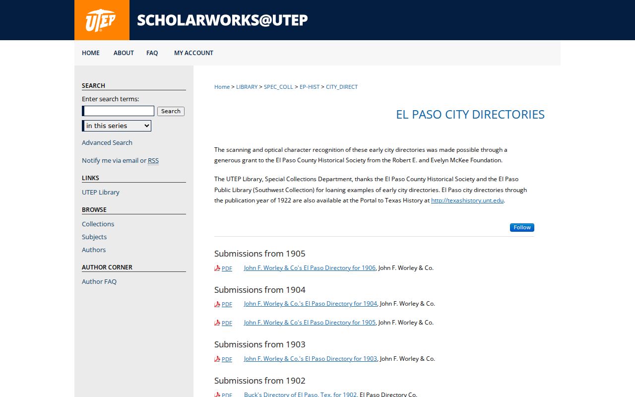 Socorro previous residents directory research at UTEP